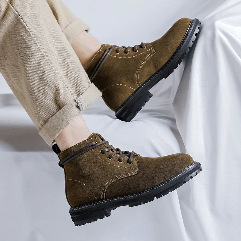 Boots Men Suede British Style Comfortable Boots Leather