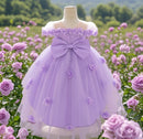Little girl flower bow decoration party dress cute suitable for one-year birthday ceremony Flower girl flower
