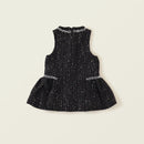 Autumn Girls Coarse Tweed Sleeveless Vest Dress Winter Baby Black Elegant Dress Kids Dresses for Girls