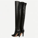 Pair of brown knee-high boots on a white background, Obroi