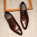 Derby Genuine Leather Lace-Up Pointed Toe Flat Man Casual Classic Wedding Dress Gentleman Shoes