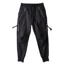 Casual and versatile pants personalized zipper small foot Harlan pants men's slim fitting and legged overalls trend