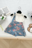 New Baby Girls Summer Slope Suspend Set T-shirt Jean Shorts Princess Cute Suits