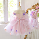 Flower Dress Mesh Large Bow Fluffy Skirt Children Walking Performance Dress
