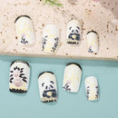 Cute Panda Nails with Glue Spring Flower Design Acrylic Nail Set Fake Nails Artificial Nails Set Press On