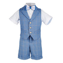 Summer Formal Plaid Suit Set Boys Dress Kids Vest Shirts Pants Clothing Set