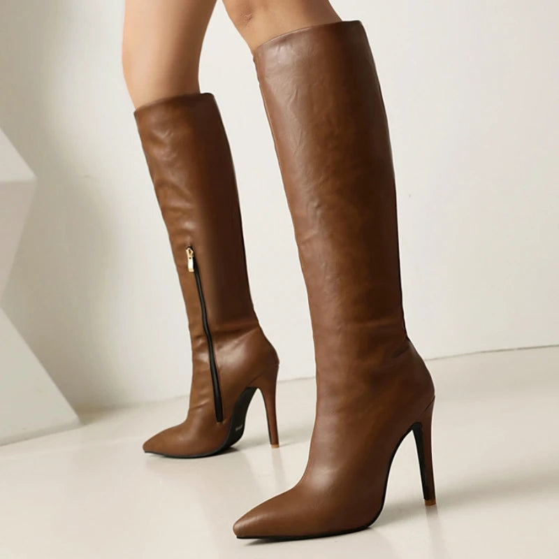 Women's Knee High Boots Winter Shoes  Heeled Long Boot Ladies Footwear