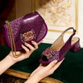 Elegant Women's High Heel Shoes and Rhinestone-Embellished Bag Set - Perfect for Any Occasion