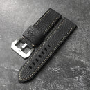Handmade Strap 20MM 22MM 24MM Black Leather Retro