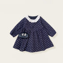Girls Set Autumn and Winter Knitted Cardigan Floral Dress for Baby Girls Two Piece Set