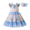 Cute Outfits For Kids Tulle Party Flower Girl Elegant Birthday Dresses With Matching Headband Children Clothes