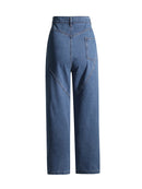 Embroidered Flares Jeans For Women High Waist Patchwork Button Hollow Out Summer Wide Leg Pants Female