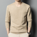 Autumn Winter Solid Sweater Men Business Elastic Knitting Pullover Slim