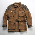 Brown jacket with leather accents on a light gray background, Obroi