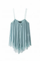 Women Hem Pleated Camis Tops Thin Straps Female Chic Lady Tops