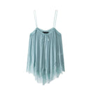 Women Hem Pleated Camis Tops Thin Straps Female Chic Lady Tops