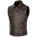 Genuine Leather Vest Men Real Leather Motorcycle Biker Vest Jackets