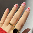 Short Almond Nail Pink Simple Love Valentine’s Day  Stripes Press on Nails Full Cover Manicure