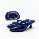 Autumn Royal Blue Color Shoes and Bag Set Special Design for Wedding Party
