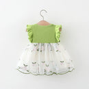 Girl's dress summer baby girl with patchwork mesh flower embroidery princess dress