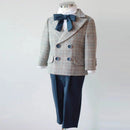 1-4Y Children Formal Plaid Suit Set Boys Wedding Birthday Party Performance Kids Blazer Pants Clothes