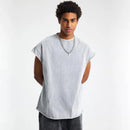 Spring Summer Men Tide Chic Ins Vest Salt-Washed Distressed Tank Top Frayed Edges