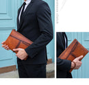 Genuine Leather Men Clutch Wallet Male Vintage Style Handbag Zipper Leather