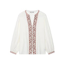 Women Embroidery Single Breasted Blouse Female Chic Lady Shirts