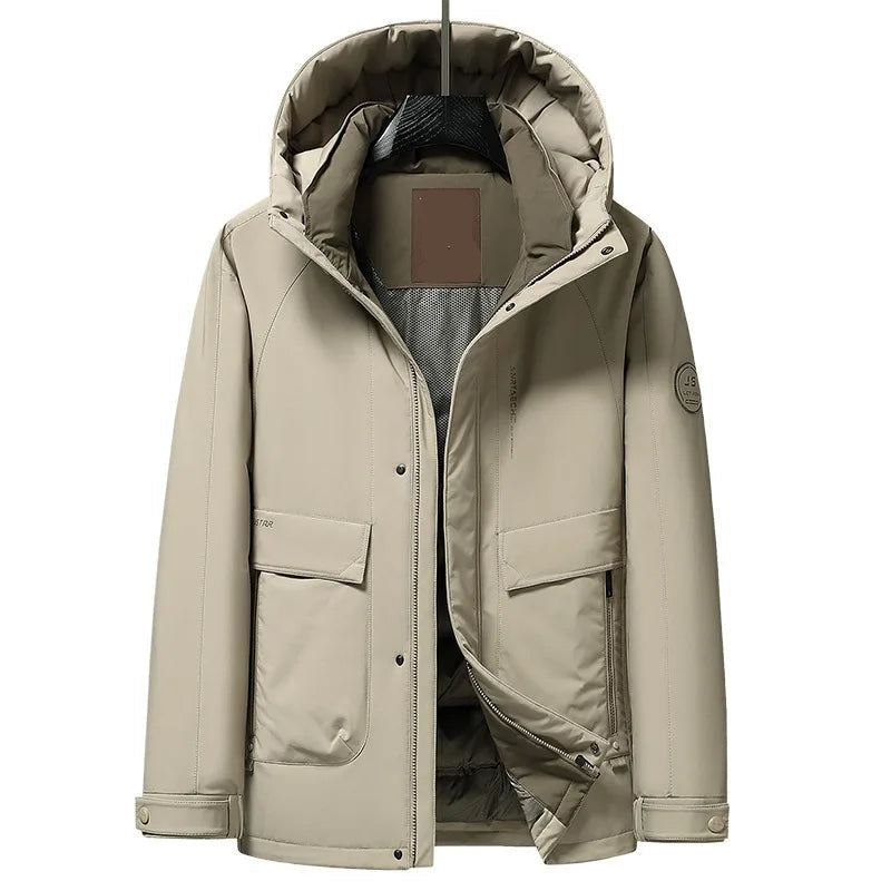 Down Jacket Men Winter Casual Lightweight Warm White Duck Down Parka Short Puffer Coat
