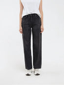 Women's Loose Jeans High Waist Zipper Fly Ladies Wide Leg Denim Trousers