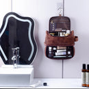 Men Leather Travel Organizer Kit with hanging hook Large Water-resistant