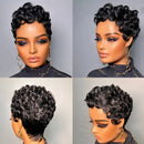 Collage of a woman with styled hair from different angles on a gray background, Obroi