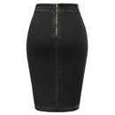 Women Jean Skirt With Belt High Waist Ruched Front Bodycon Skirt