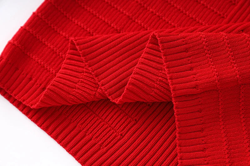 Christmas Year Red Women Long Knitted Dress Wrapped Waist Bodycon Clothing