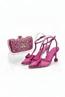Women Shoes and Bag Set Decorated with Rhinestone Wedding Shoes Bride Shoe and Bags Set for Party