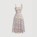 Dresses Summer Decent Floral Sleeveless Square Neck Knee Length Casual Shift Dresses For Women