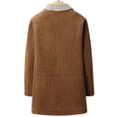 Corduroy Coat Men Warm Casual Solid Color Slim Fit Simple Lapel Windproof Coat