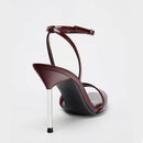 Summer peep toe women sandals metal heel slingbacks