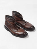 Mens Genuine Leather Motorcycle Boots Casual High Top Shoes Autumn Ankle Boots Men