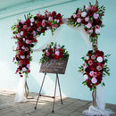 Customized Wedding Stage Arch Flowers Burgundy Series Floral Arrangement Outdoor Wedding Backdrop
