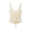 Cream-colored tank top with ruched design on a white background, Obroi