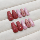 Matte Short Square Nails Wearable Floral Love Heart Design Press on Full Over Nail Tip Art