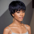 Short Pixie Cut Wigs  Full Machine Made Human hairs wigs Black Human hair Women wear