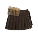Obroi Brown kilt with fur accents on a white background