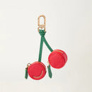 Cherry design Fruit Charm coin purse leather cute key chain mini pouch Wallet gift for girl women