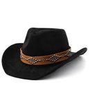Classical Suede Brim Western Cowboy Fedora Hat For Women Men Church Jazz Hats Travel Hat