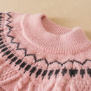 Kids Knit Sweaters Turtleneck Vintage Knitted Jacquard Pullover Winter Warm Long Sleeve Children Girls Clothing