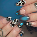 24pcs Girls Wearable Manicure Spotted Cow Pattern Press On Nails French Style Nails