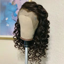 Preplucked Soft Black Soft 26“Long Deep Wave180Density Lace Front Wig For Women Glueless