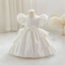 Dresses Plaid Flower Girls Elegant Birthday Gown With Bow Children Birthday Frocks 0-4 Years